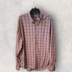 IZOD XXL Burgundy Check Button-Down Shirt